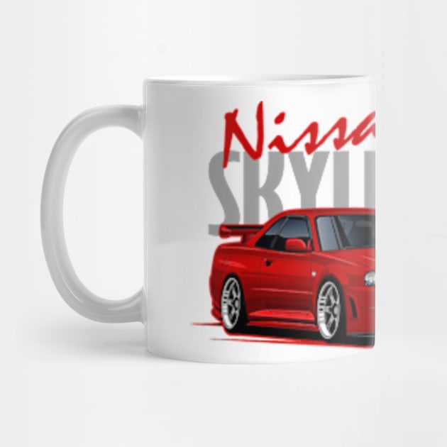 Nissan Skyline GTR r34 Red, JDM Car by T-JD